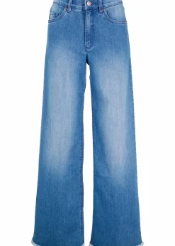 bonprix Bekleidung·Shirts & Tops|Jeans^Wide-Leg-Jeans High Waist blau denim used