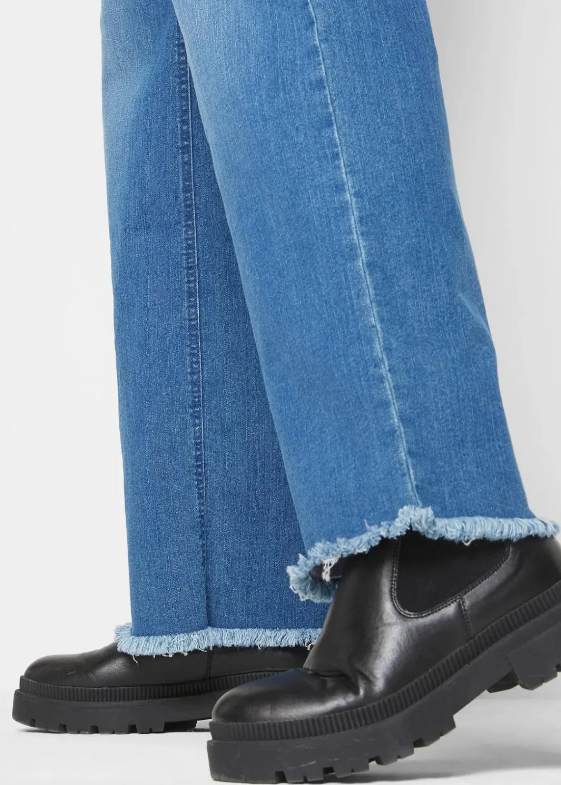 bonprix Bekleidung·Shirts & Tops|Jeans^Wide-Leg-Jeans High Waist blau denim used