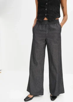 bonprix Bekleidung·Shirts & Tops|Jeans^Wide-Leg-Jeans, High Waist schwarz denim