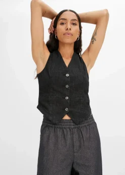 bonprix Bekleidung·Shirts & Tops|Jeans^Wide-Leg-Jeans, High Waist schwarz denim