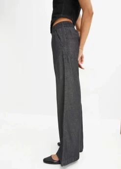 bonprix Bekleidung·Shirts & Tops|Jeans^Wide-Leg-Jeans, High Waist schwarz denim