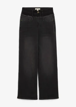 bonprix Bekleidung·Shirts & Tops|Jeans^Wide-Leg-Jeans High Waist dunkelgrau denim used