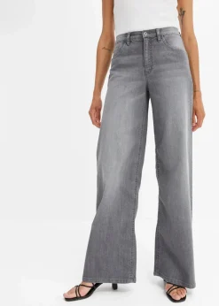 bonprix Kurzgrößen|Jeans^Wide-Leg-Jeans, High Waist grau denim