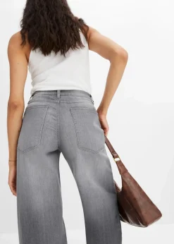 bonprix Kurzgrößen|Jeans^Wide-Leg-Jeans, High Waist grau denim