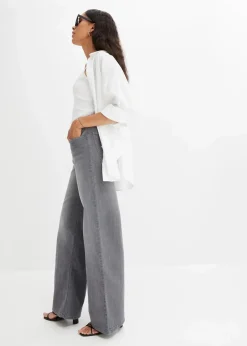 bonprix Kurzgrößen|Jeans^Wide-Leg-Jeans, High Waist grau denim