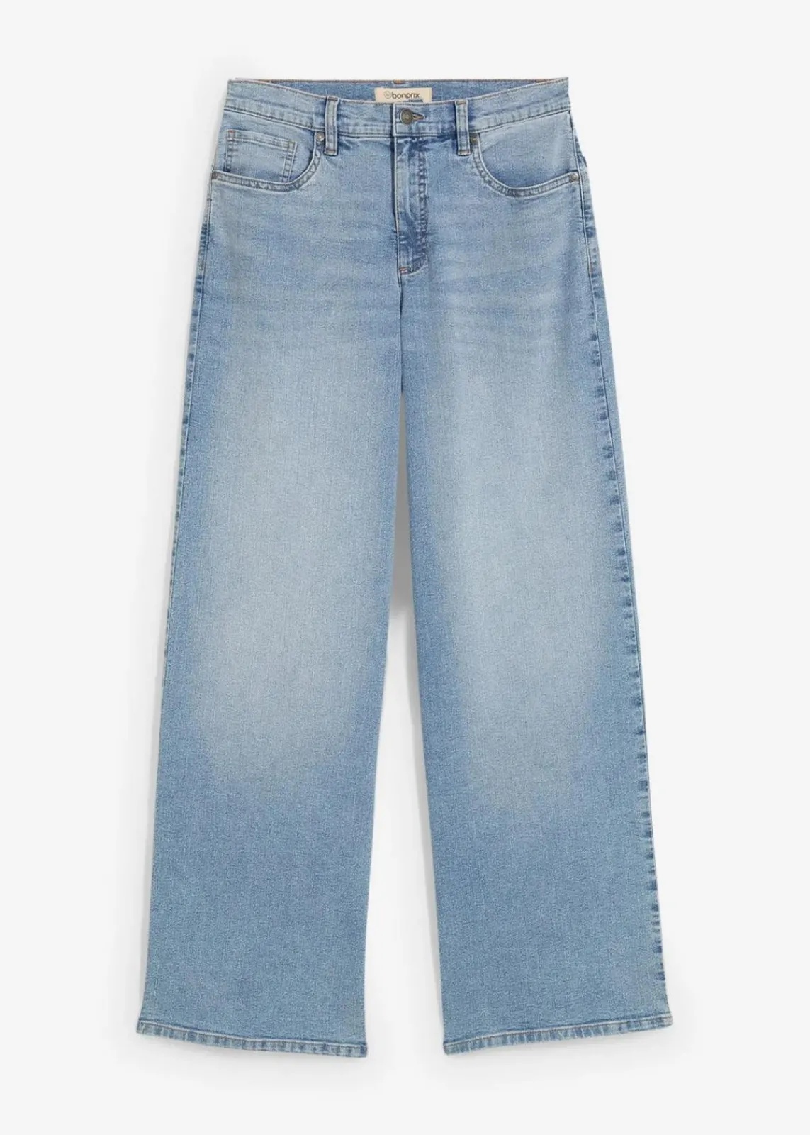 bonprix Kurzgrößen|Bekleidung·Shirts & Tops^Wide-Leg-Jeans, High Waist hellblau denim used
