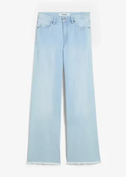 bonprix Jeans|Bekleidung·Shirts & Tops^Wide-Leg-Jeans High Waist eisblau denim used
