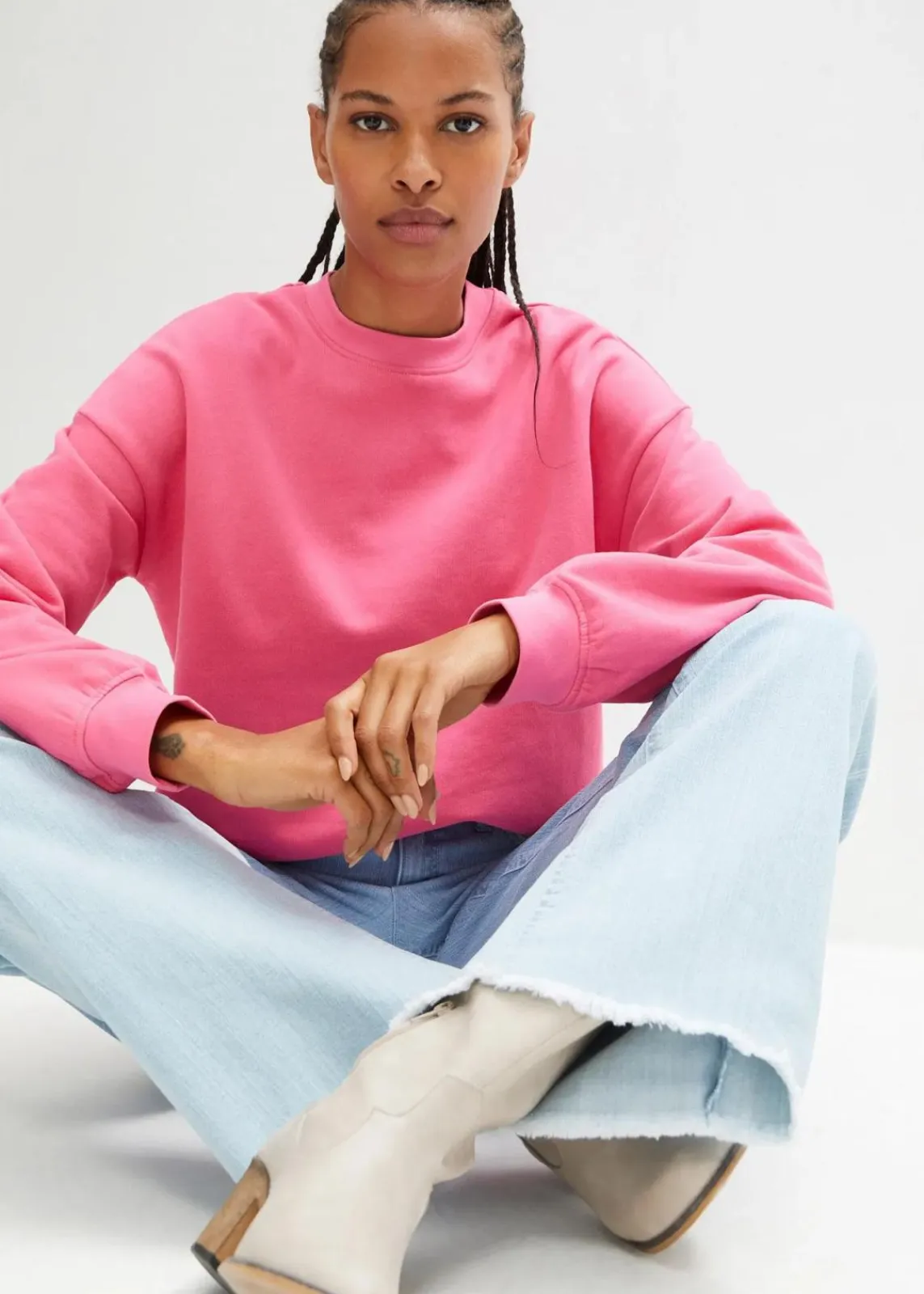 bonprix Jeans|Bekleidung·Shirts & Tops^Wide-Leg-Jeans High Waist eisblau denim used