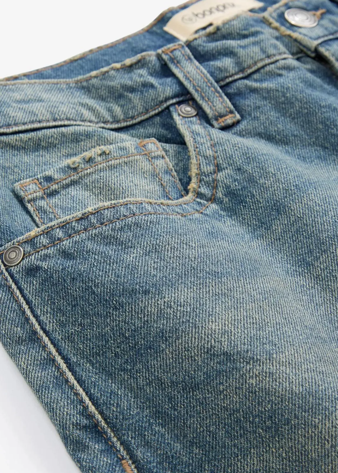 bonprix Jeans|Bekleidung·Shirts & Tops^Wide-Leg-Jeans High Waist hellblau denim used