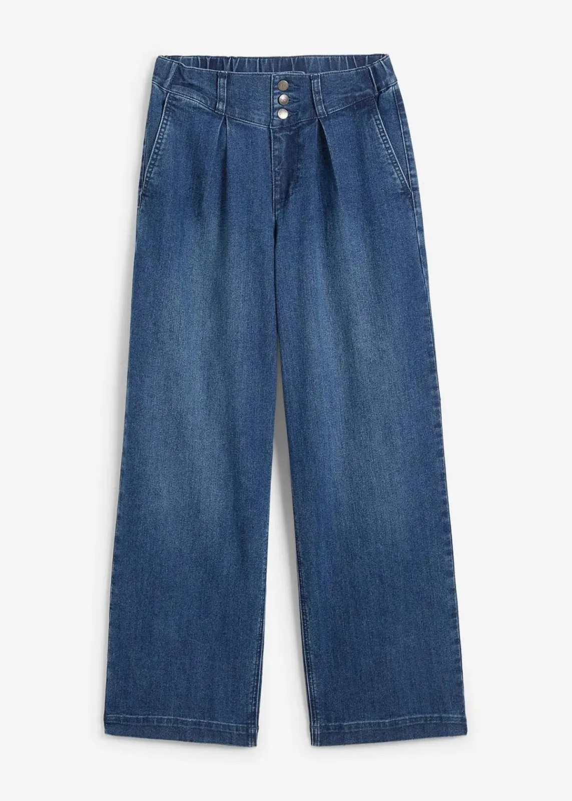 bonprix Jeans|Bekleidung·Shirts & Tops^Wide-Leg-Jeans High Waist, Bequembund blau denim