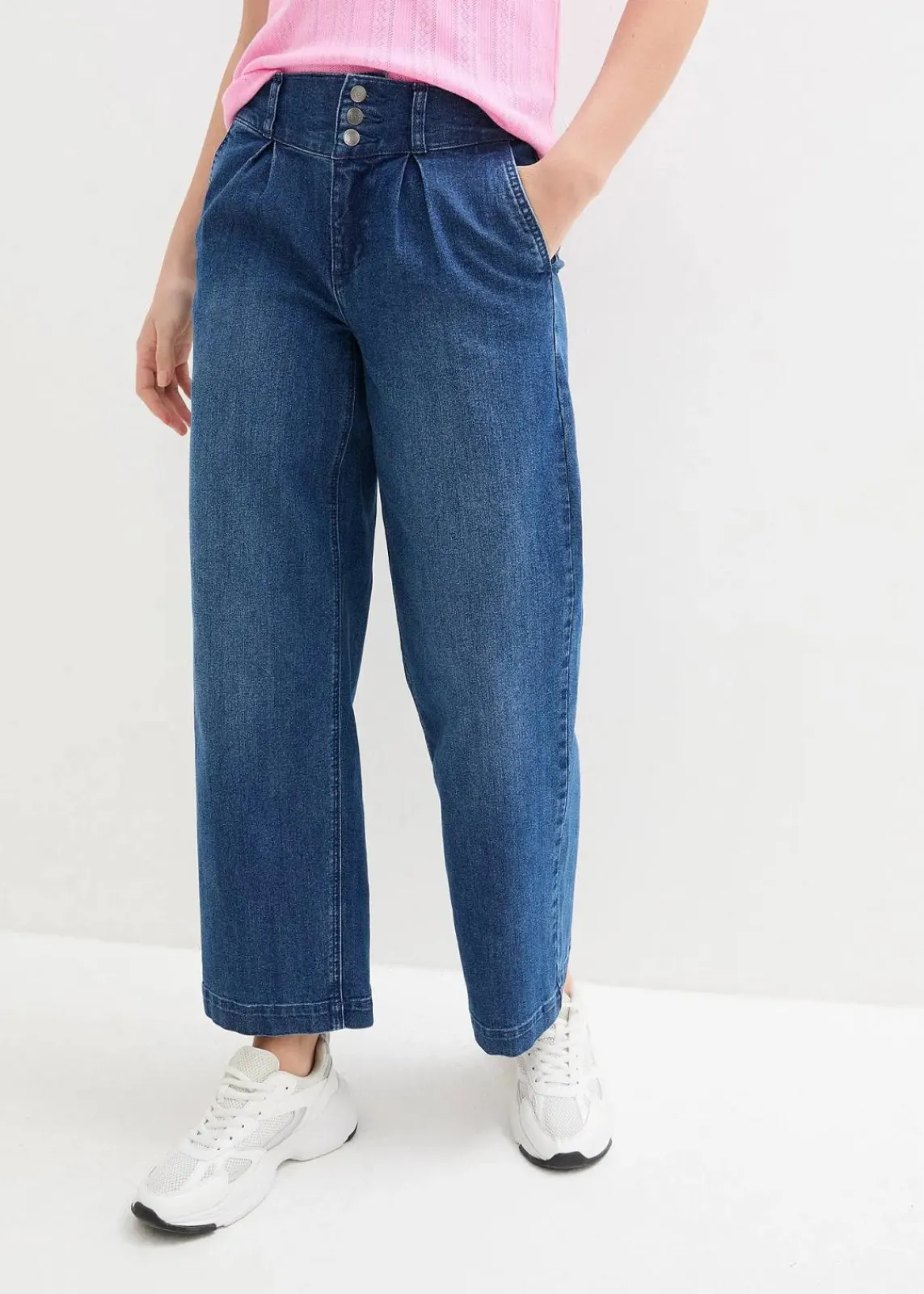 bonprix Jeans|Bekleidung·Shirts & Tops^Wide-Leg-Jeans High Waist, Bequembund blau denim
