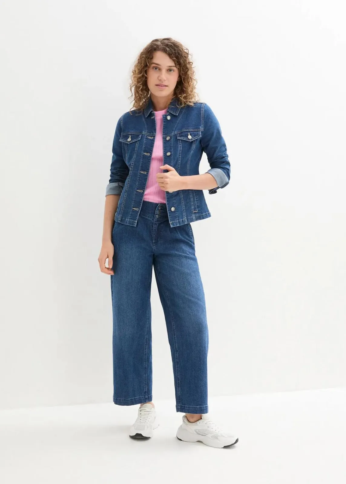 bonprix Jeans|Bekleidung·Shirts & Tops^Wide-Leg-Jeans High Waist, Bequembund blau denim