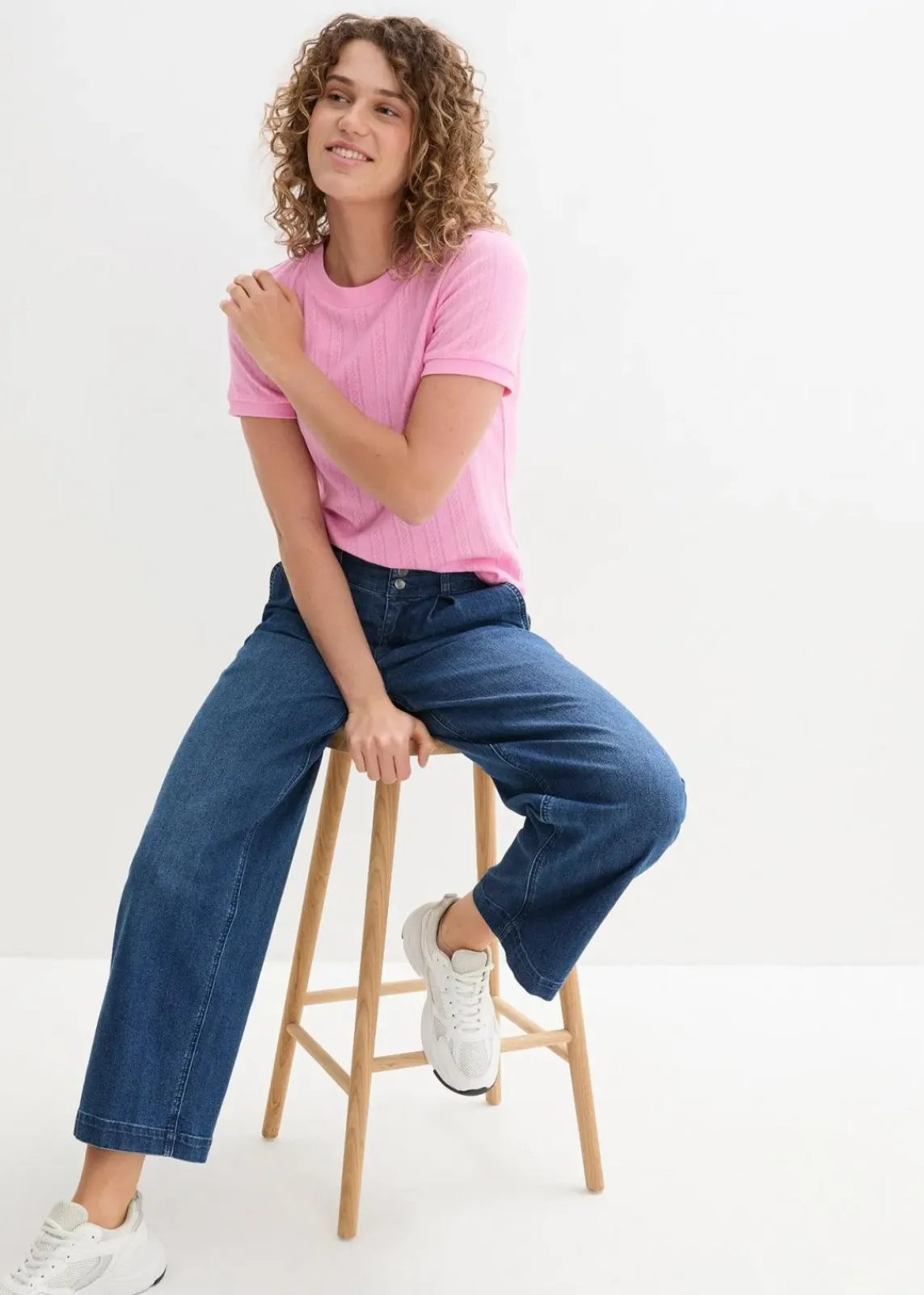 bonprix Jeans|Bekleidung·Shirts & Tops^Wide-Leg-Jeans High Waist, Bequembund blau denim