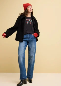 bonprix Jeans|Bekleidung·Shirts & Tops^Wide-Leg-Jeans High Waist, Bequembund blau denim