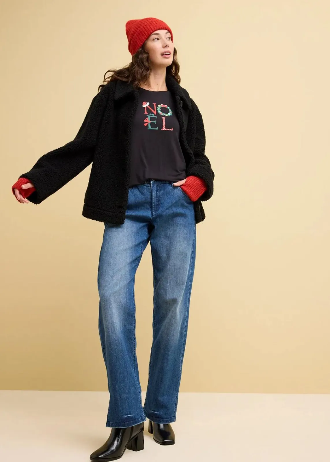 bonprix Jeans|Bekleidung·Shirts & Tops^Wide-Leg-Jeans High Waist, Bequembund blau denim