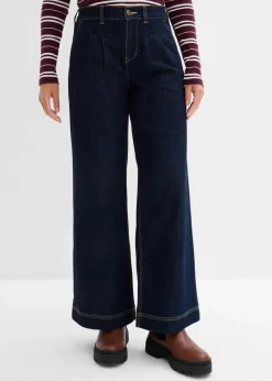 bonprix Bekleidung·Shirts & Tops|Jeans^Wide-Leg-Jeans High Waist, Bequembund dunkelblau denim
