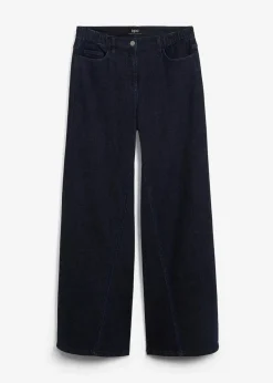 bonprix Kurzgrößen|Bekleidung·Shirts & Tops^Wide-Leg-Jeans High Waist, Bequembund nachtblau denim