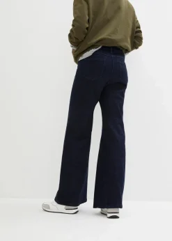 bonprix Kurzgrößen|Bekleidung·Shirts & Tops^Wide-Leg-Jeans High Waist, Bequembund nachtblau denim