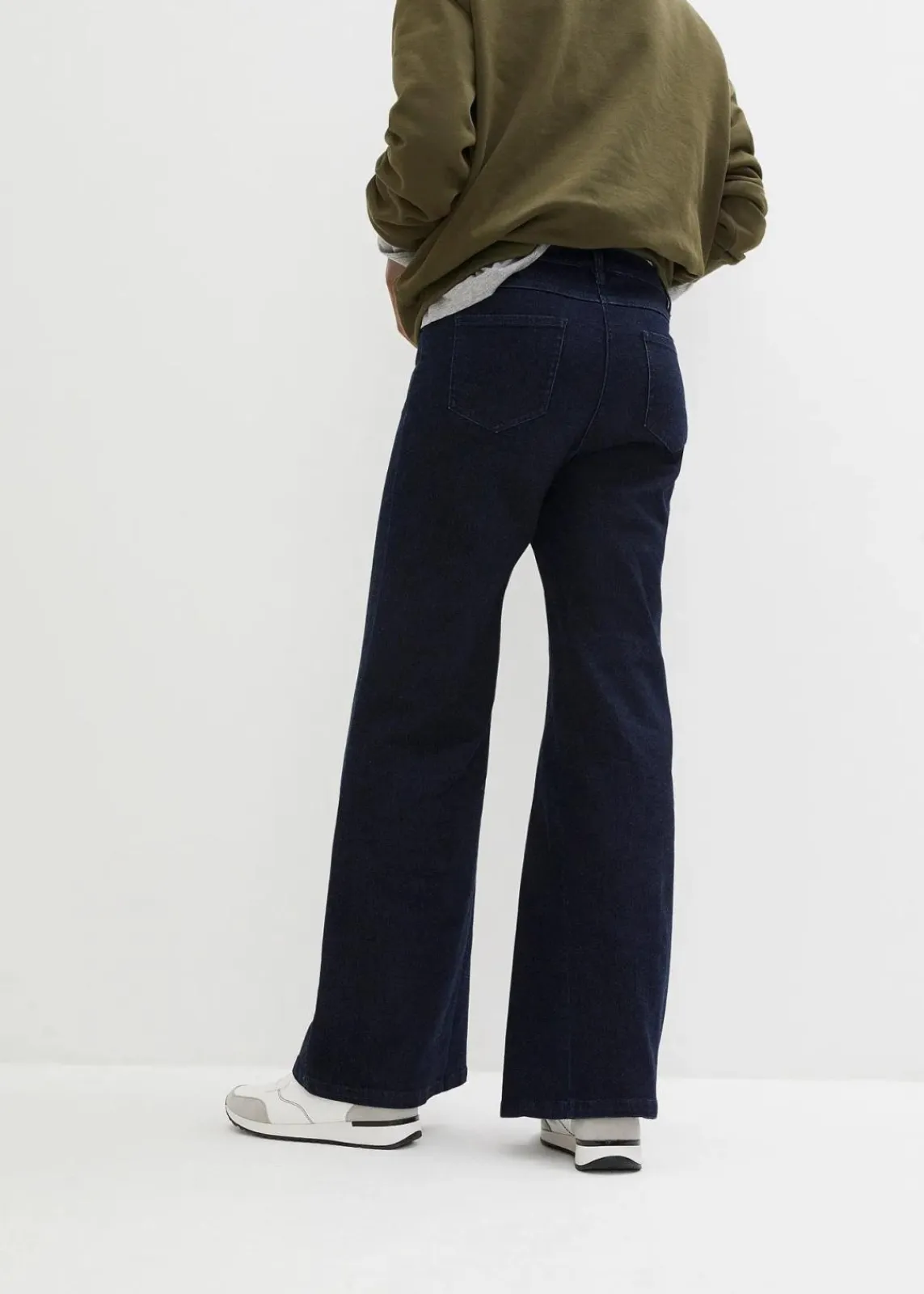 bonprix Kurzgrößen|Bekleidung·Shirts & Tops^Wide-Leg-Jeans High Waist, Bequembund nachtblau denim