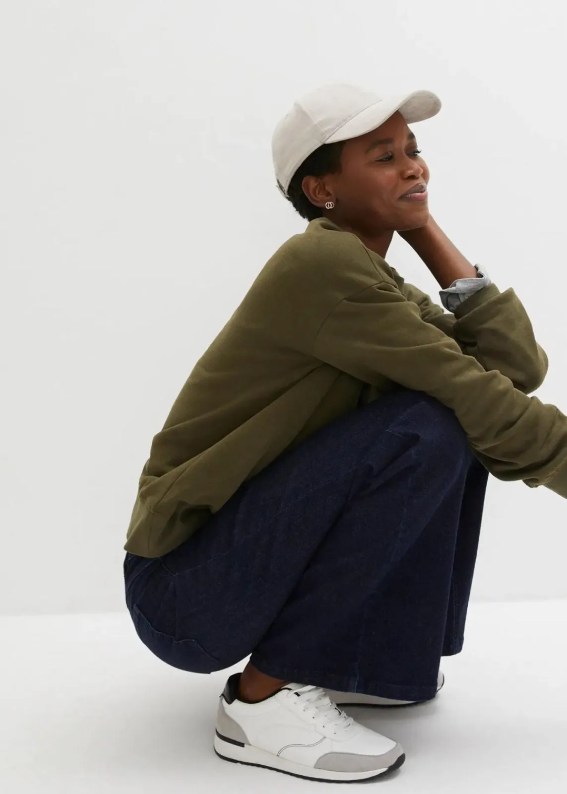 bonprix Kurzgrößen|Bekleidung·Shirts & Tops^Wide-Leg-Jeans High Waist, Bequembund nachtblau denim
