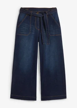 bonprix Bekleidung·Shirts & Tops|Jeans^Wide-Leg-Jeans High Waist, Bequembund cropped nachtblau denim
