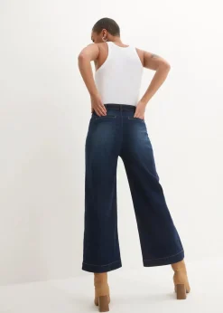 bonprix Bekleidung·Shirts & Tops|Jeans^Wide-Leg-Jeans High Waist, Bequembund cropped nachtblau denim
