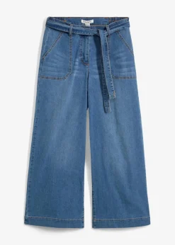 bonprix Jeans|Bekleidung·Shirts & Tops^Wide-Leg-Jeans High Waist, Bequembund cropped hellblau denim used