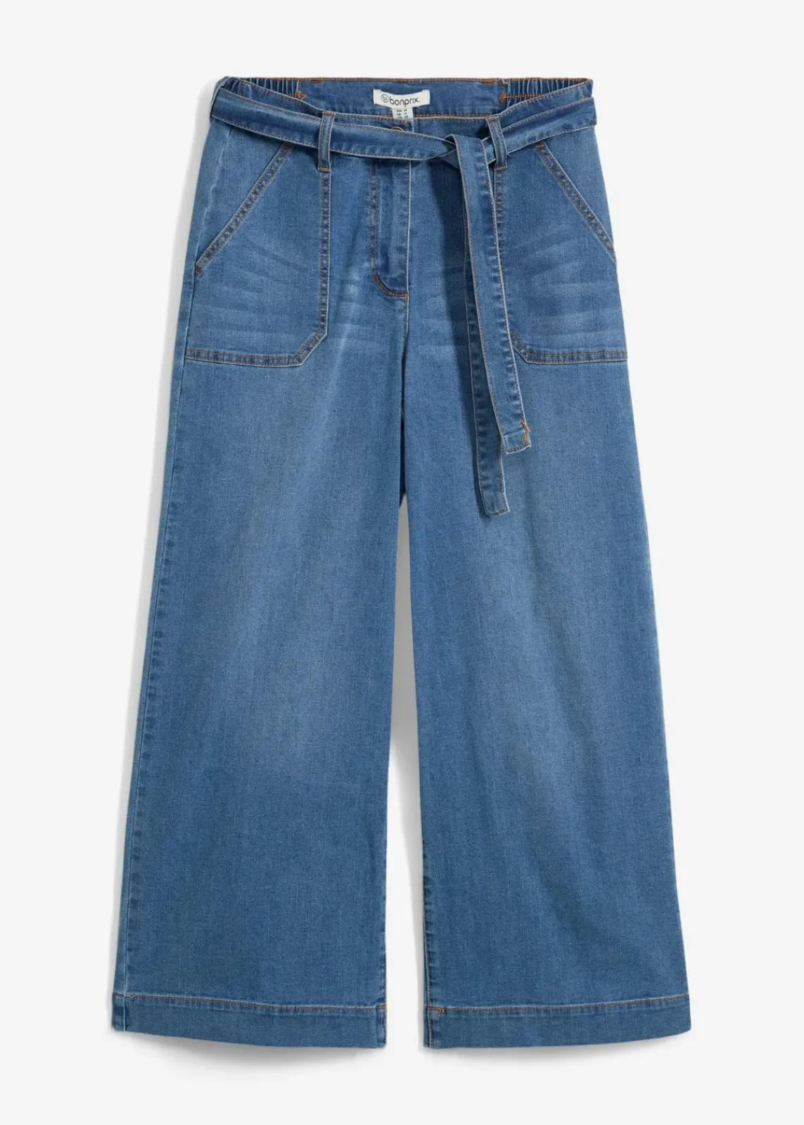 bonprix Jeans|Bekleidung·Shirts & Tops^Wide-Leg-Jeans High Waist, Bequembund cropped hellblau denim used