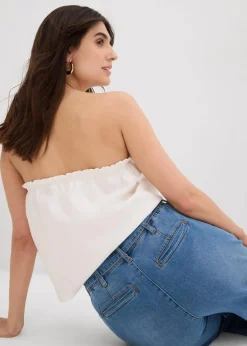bonprix Jeans|Bekleidung·Shirts & Tops^Wide-Leg-Jeans High Waist, Bequembund cropped hellblau denim used