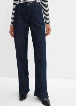 bonprix Bekleidung·Shirts & Tops|Jeans^Wide-Leg-Jeans High Waist, Bequembund tiefblau denim ungewaschen