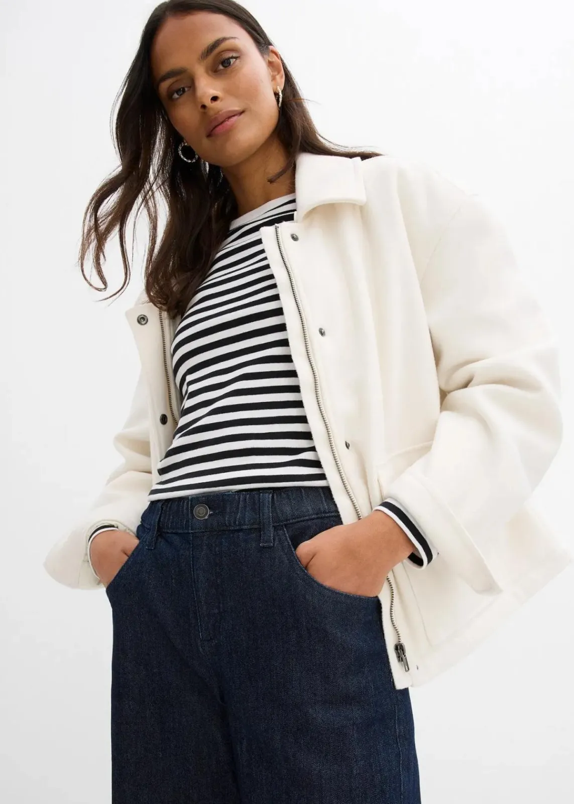 bonprix Bekleidung·Shirts & Tops|Jeans^Wide-Leg-Jeans High Waist, Bequembund tiefblau denim ungewaschen