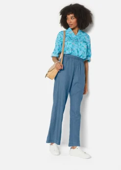 bonprix Jeans|Bekleidung·Shirts & Tops^Wide-Leg-Jeans, High Waist, Bequembund hellblau denim