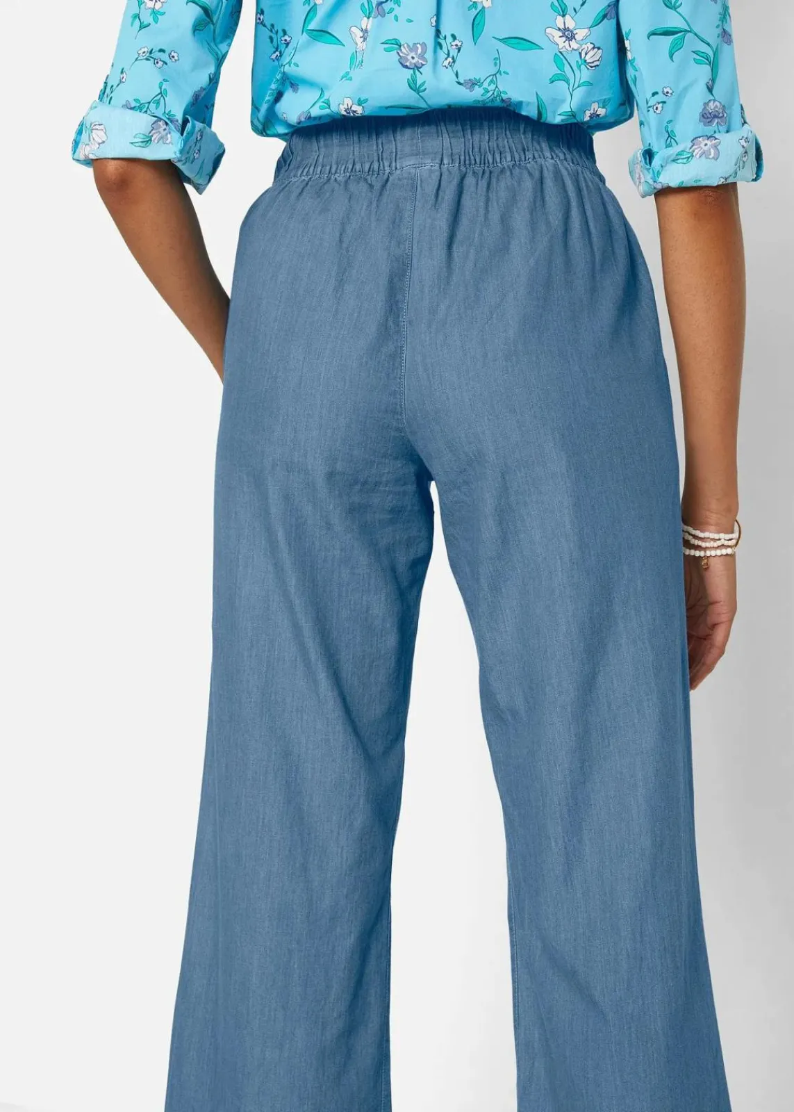 bonprix Jeans|Bekleidung·Shirts & Tops^Wide-Leg-Jeans, High Waist, Bequembund hellblau denim