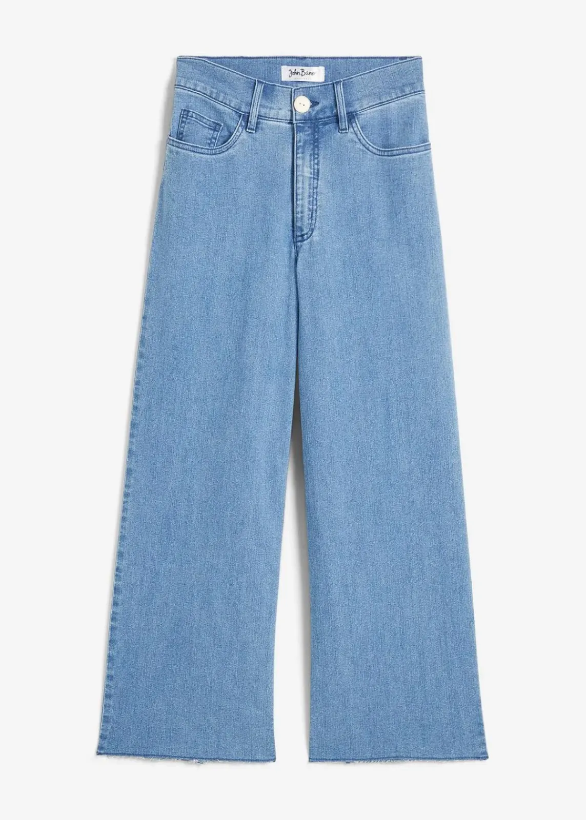 bonprix Jeans|Bekleidung·Shirts & Tops^Wide-Leg-Jeans, High Waist, cropped hellblau denim used
