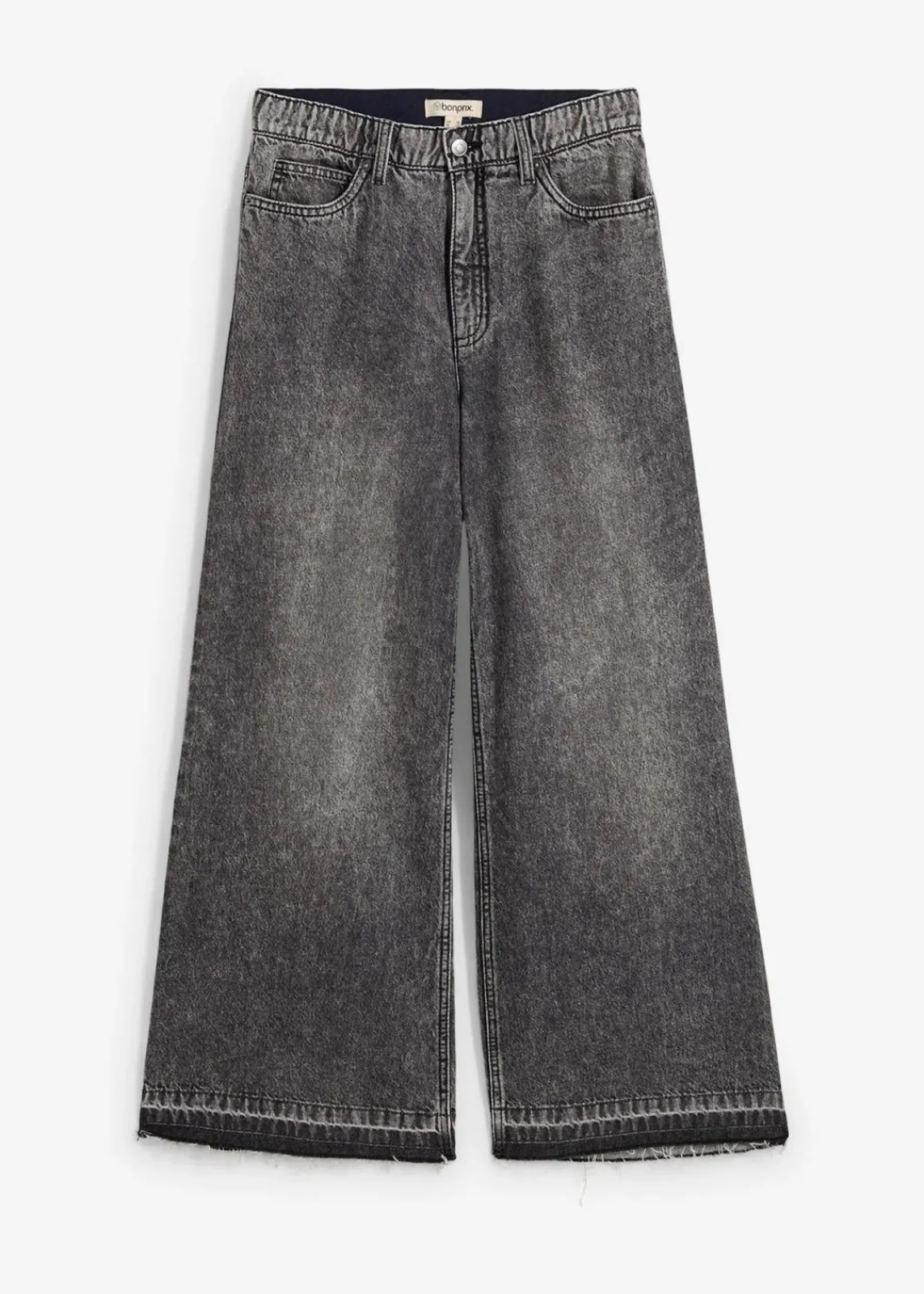 bonprix Jeans^Wide-Leg-Jeans High Waist, cropped dunkelgrau denim used