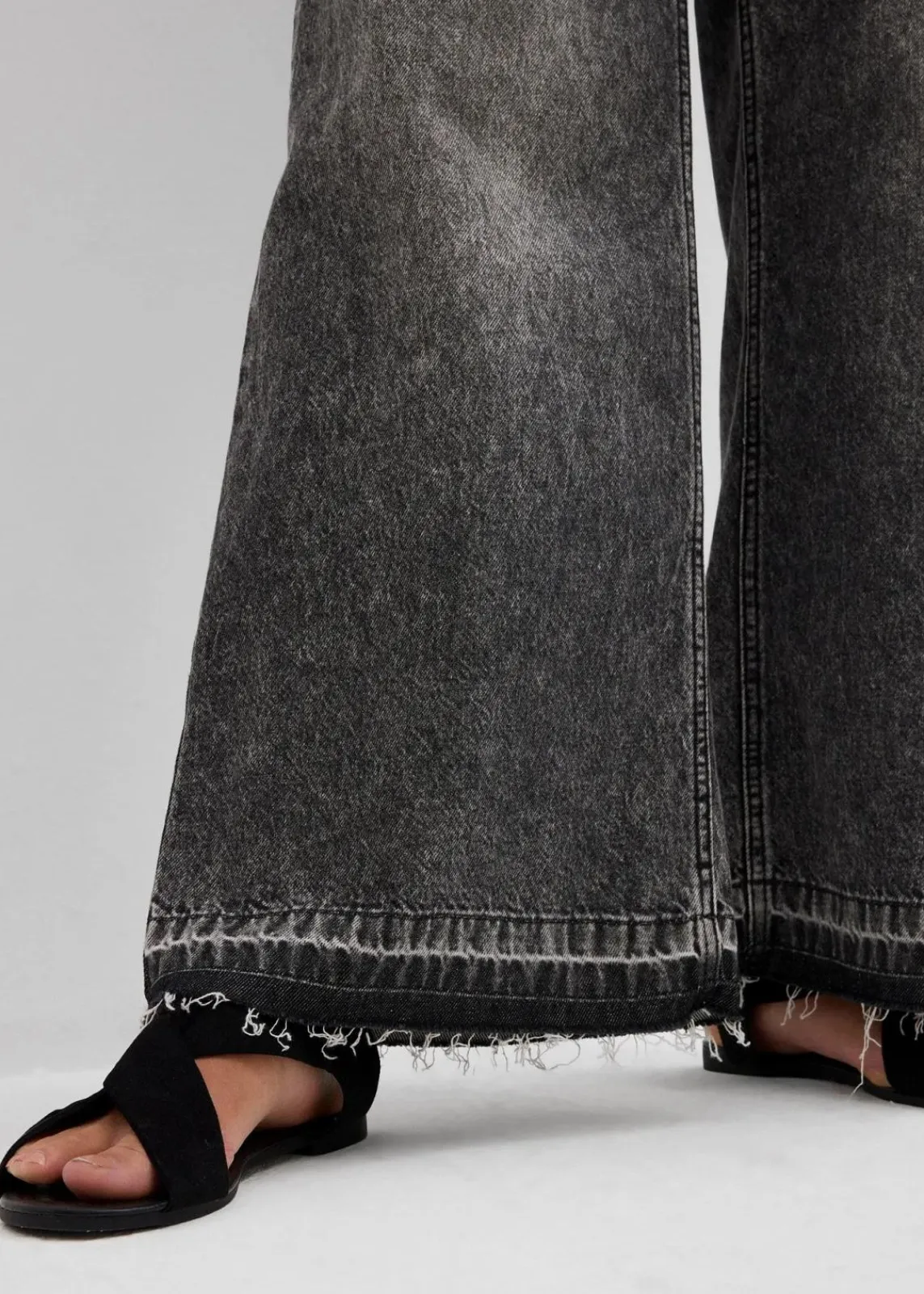 bonprix Jeans^Wide-Leg-Jeans High Waist, cropped dunkelgrau denim used