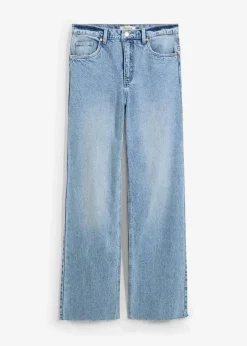 bonprix Kurzgrößen|Bekleidung·Shirts & Tops^Wide-Leg-Jeans, High Waist, full Length eisblau denim used