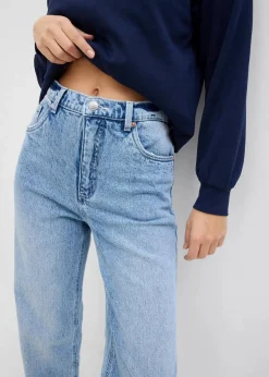 bonprix Kurzgrößen|Bekleidung·Shirts & Tops^Wide-Leg-Jeans, High Waist, full Length eisblau denim used