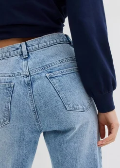 bonprix Kurzgrößen|Bekleidung·Shirts & Tops^Wide-Leg-Jeans, High Waist, full Length eisblau denim used
