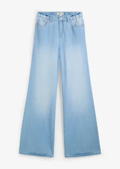 bonprix Jeans|Kurzgrößen^Wide-Leg-Jeans, High Waist, Full Length Bequembund hellblau denim used