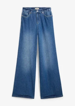 bonprix Kurzgrößen|Bekleidung·Shirts & Tops^Wide-Leg-Jeans, High Waist, Full Length Bequembund blau denim used