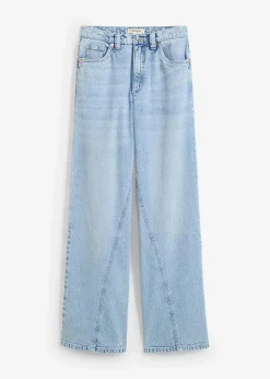 bonprix Bekleidung·Shirts & Tops|Jeans^Wide-Leg-Jeans High Waist, Low Stretch eisblau denim used