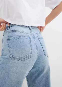 bonprix Bekleidung·Shirts & Tops|Jeans^Wide-Leg-Jeans High Waist, Low Stretch eisblau denim used