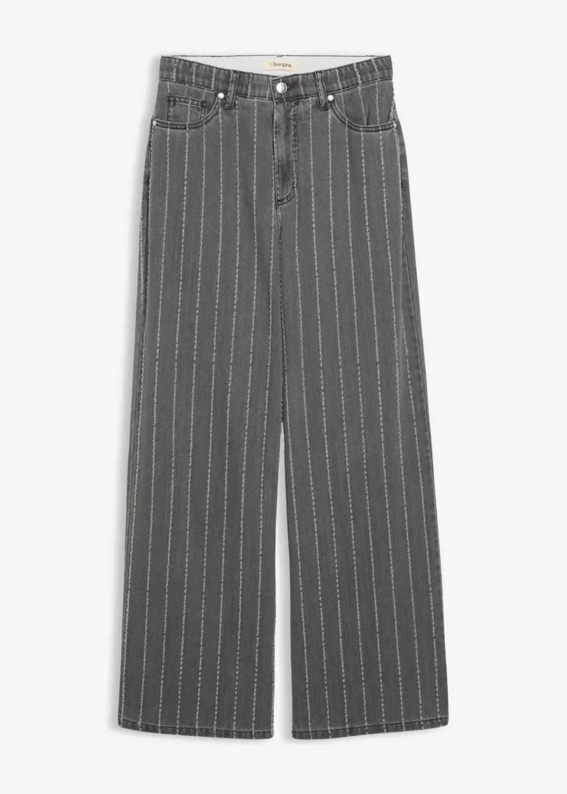 bonprix Bekleidung·Shirts & Tops|Jeans^Wide-Leg-Jeans High Waist mit Destroyed Effekten grau denim used
