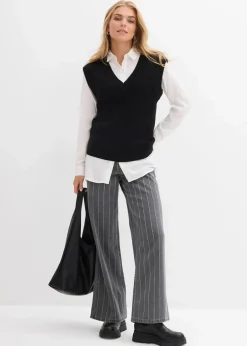 bonprix Bekleidung·Shirts & Tops|Jeans^Wide-Leg-Jeans High Waist mit Destroyed Effekten grau denim used