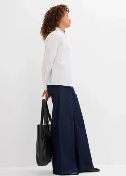 bonprix Bekleidung·Shirts & Tops^Wide-Leg-Jeans High Waist, Super Soft tiefblau denim ungewaschen