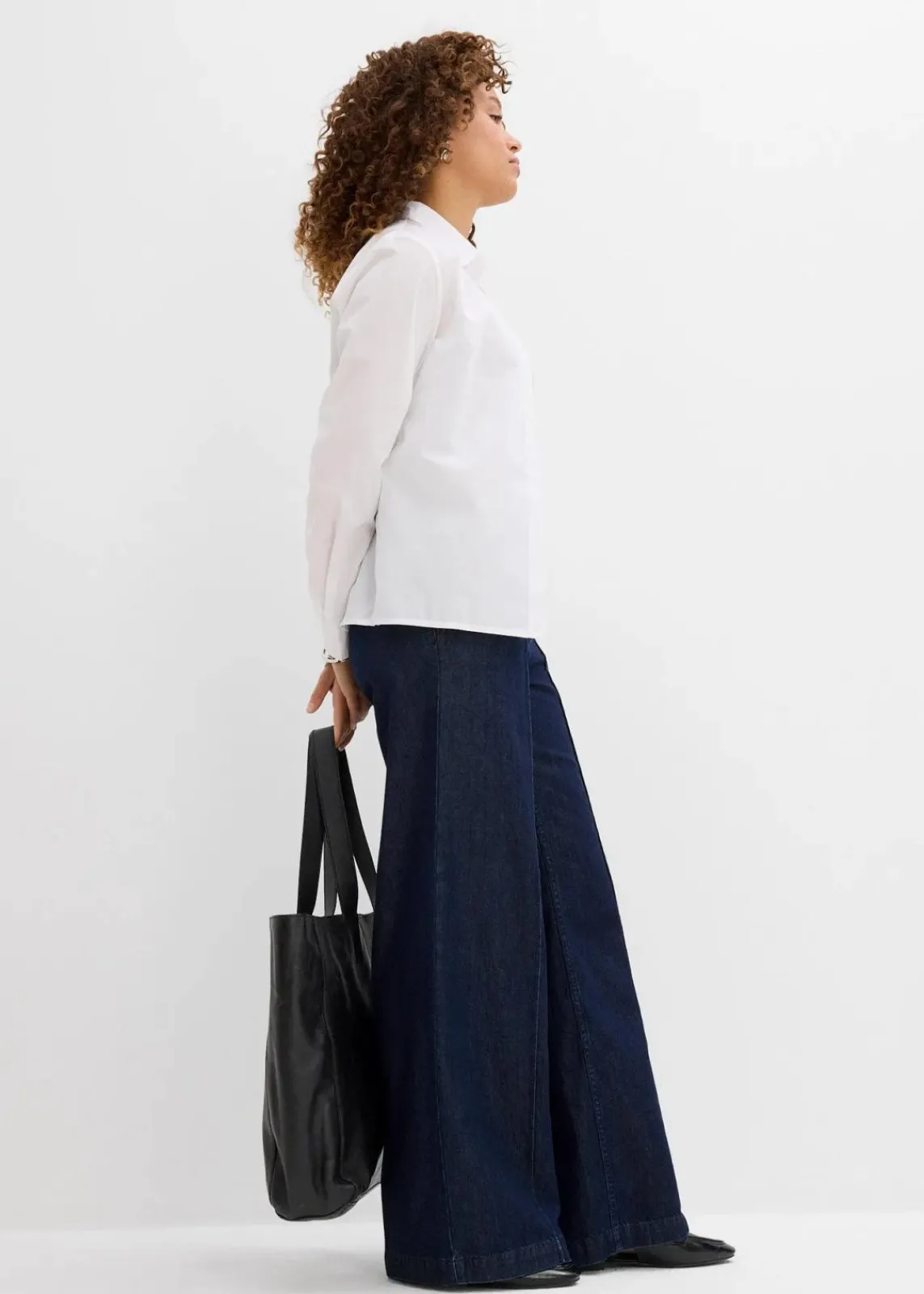 bonprix Bekleidung·Shirts & Tops^Wide-Leg-Jeans High Waist, Super Soft tiefblau denim ungewaschen