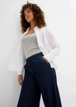 bonprix Bekleidung·Shirts & Tops^Wide-Leg-Jeans High Waist, Super Soft tiefblau denim ungewaschen