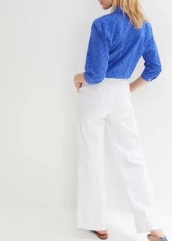 bonprix Bekleidung·Shirts & Tops|Jeans^Wide-Leg-Jeans High Waist, Stretch weiß twill