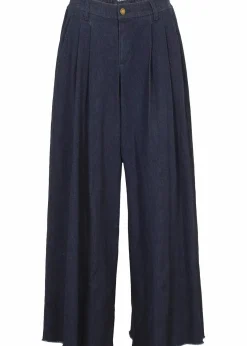 bonprix Jeans|Bekleidung·Shirts & Tops^Wide-Leg-Jeans, Hosenrock dunkelblau denim